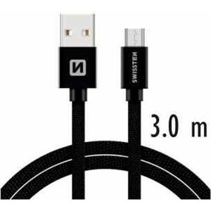 SWISSTEN Textile kabel USB / micro USB 3,0 m černý