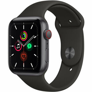 Apple Watch SE Cellular 44mm vesmírně šedý hliník s černým sportovním řemínkem