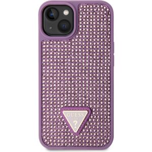 Guess Rhinestones Triangle Metal Logo kryt pro iPhone 14 fialový