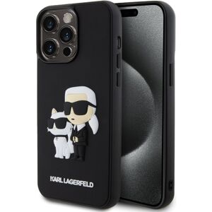 Karl Lagerfeld 3D Rubber Karl and Choupette kryt iPhone 15 Pro Max černý