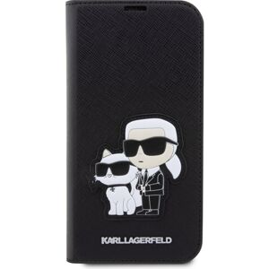 Karl Lagerfeld PU Saffiano Karl and Choupette NFT flipové pouzdro pro iPhone 13 Pro černé