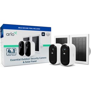 Arlo Essential (Gen.2) 2K venkovní bezpečnostní kamera, 2 Pack + 2 Essential solární panely, bílá