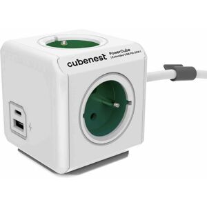 CubeNest PowerCube Extended USB PD 20W, A+C, 1.5m kabel, zelená