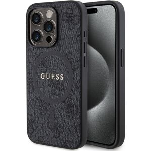 Guess PU Leather 4G Colored Ring MagSafe kryt iPhone 15 Pro černý