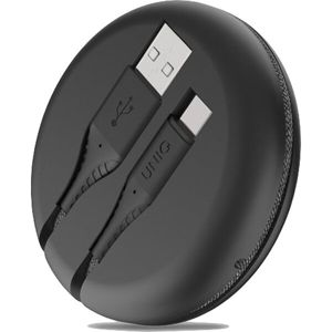 UNIQ HALO USB-A/USB-C kabel s organizérem 1,2m černý