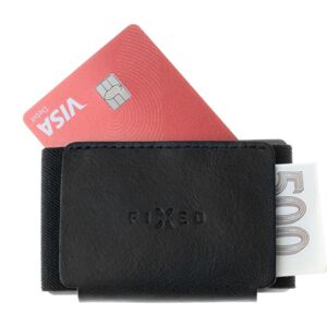 FIXED Tiny Wallet Kožená peněženka z pravé hovězí kůže černá