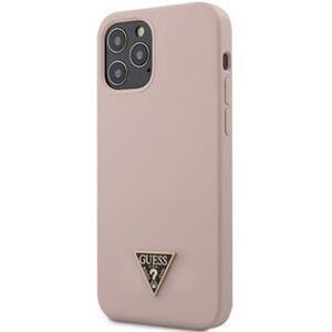 Guess Silicone Metal Triangle kryt iPhone 12 Pro Max 6.7" světle růžový