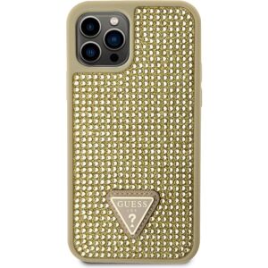 Guess Rhinestones Triangle Metal Logo kryt pro iPhone 12/12 Pro zlatý