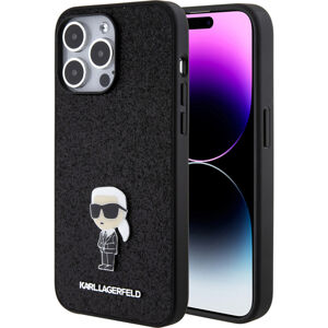Karl Lagerfeld Fixed Glitter Metal Ikonik kryt iPhone 15 Pro Max černý