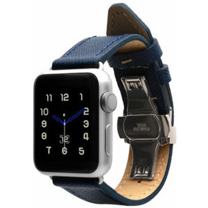 Monowear Saffiano Leather Band Apple Watch 38,40 mm modrý/stříbrné přezky