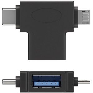 PremiumCord Adaptér USB A na USB 3.1 C a microUSB černý