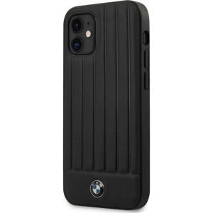 BMW Leather Hot Stamp Vertical Lines kryt iPhone 12 mini černý