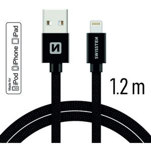 SWISSTEN Textile kabel USB / Lightning MFi 1,2 m černý