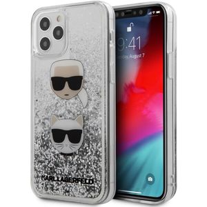 Karl Lagerfeld Liquid Glitter 2 Heads kryt iPhone 12/12 Pro 6.1" stříbrný